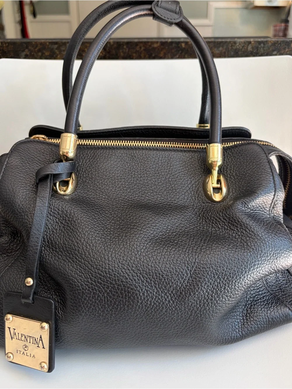 Valentina Italia Pebbled Leather Satchel